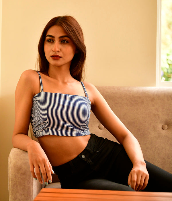 Blue and White Stripes Cami Top