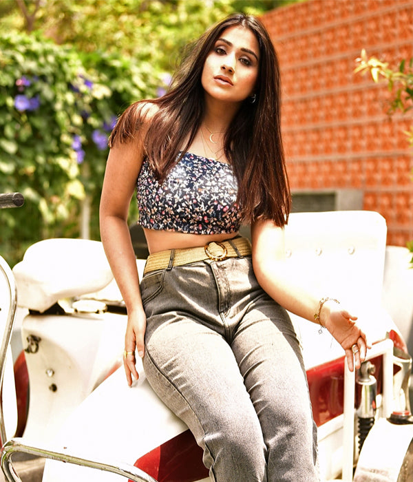 Blue floral cami top