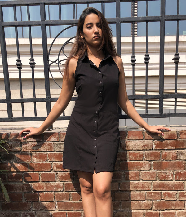 Halter Neck Shirt Dress | Mezenor
