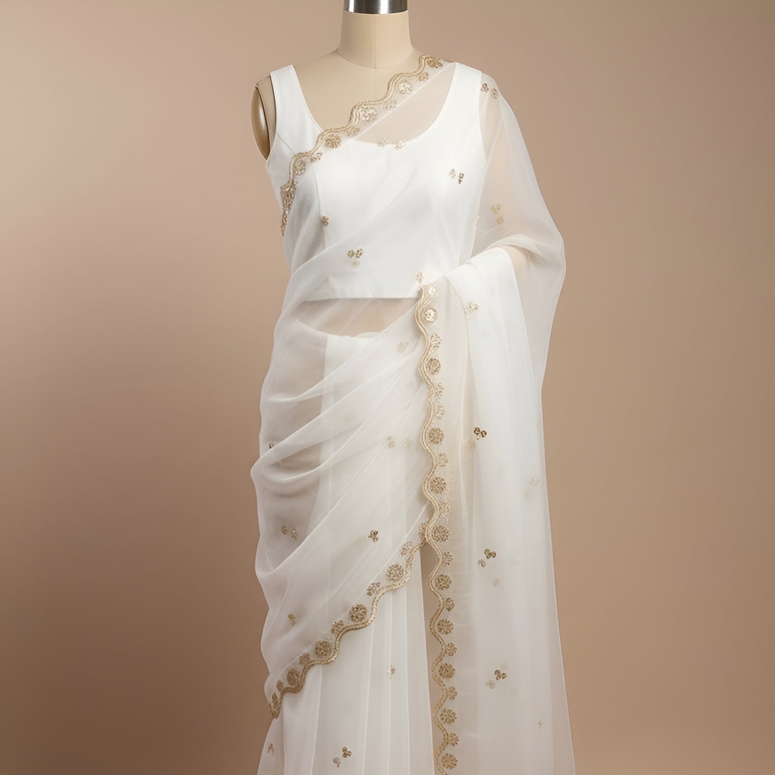 Gold Embroidered Organza Dupatta