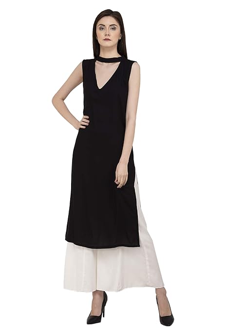 Black Rayon Straight Kurti