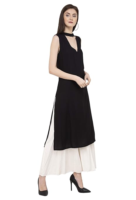 Black Rayon Straight Kurti