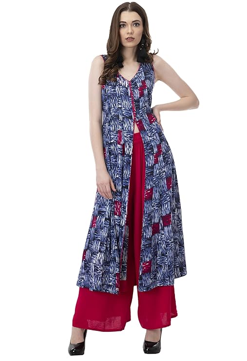Blue Printed Front Slit Kurti