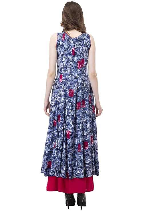 Blue Printed Front Slit Kurti