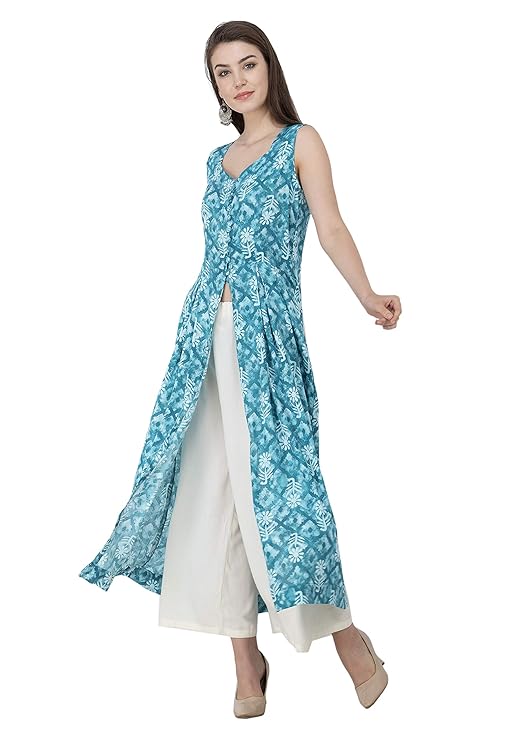 Blue Front Slit Kurti