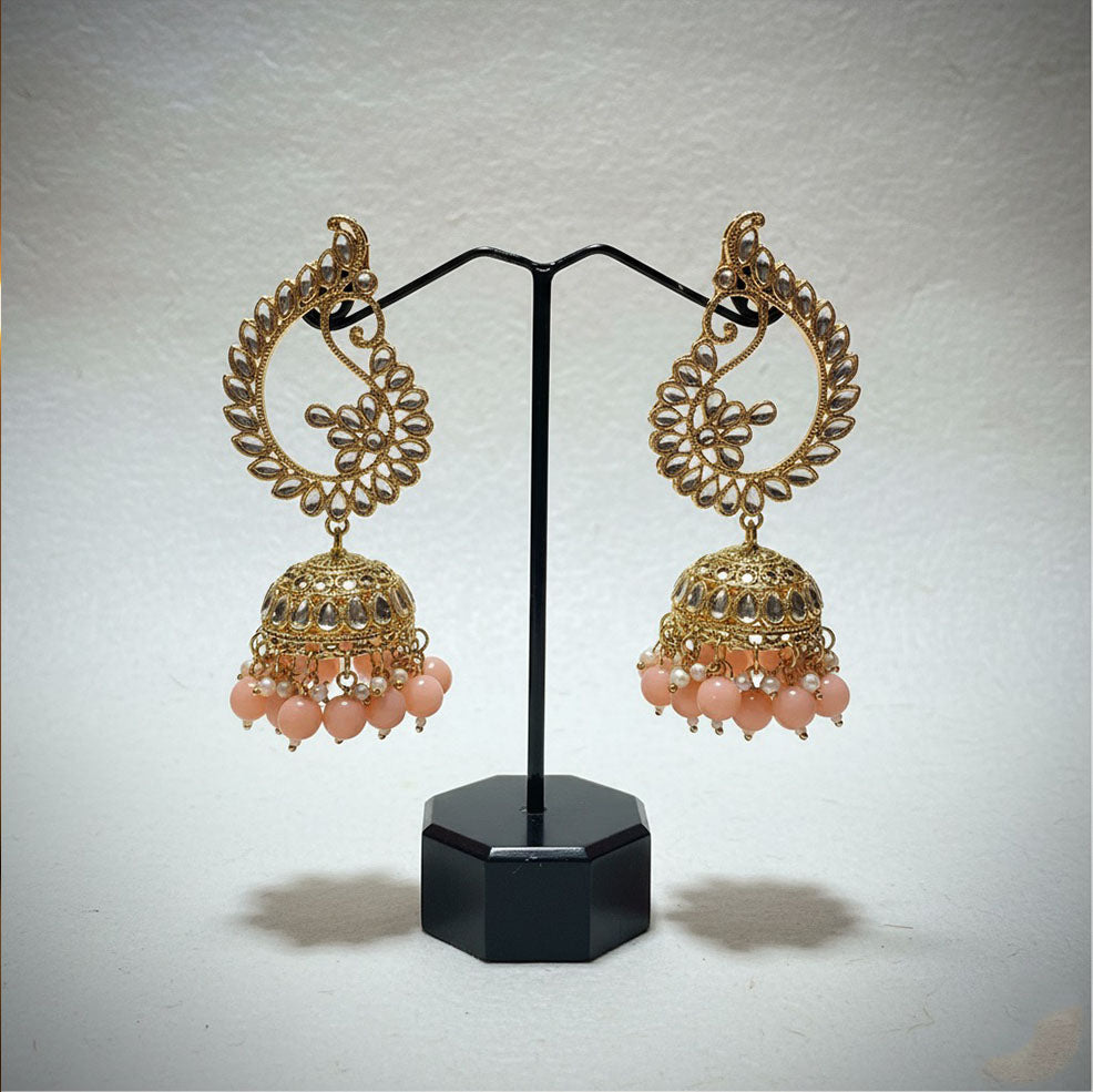 Peach Golf Jhumki Earrings