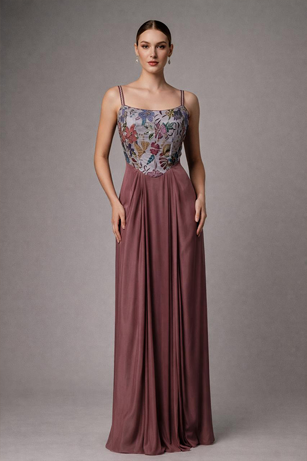 Floral Draped Corset Dress
