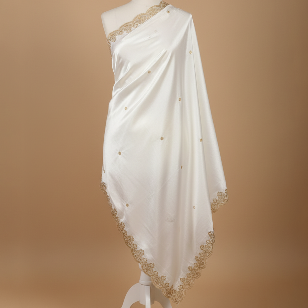 Gold Border Chinon Dyeable Dupatta