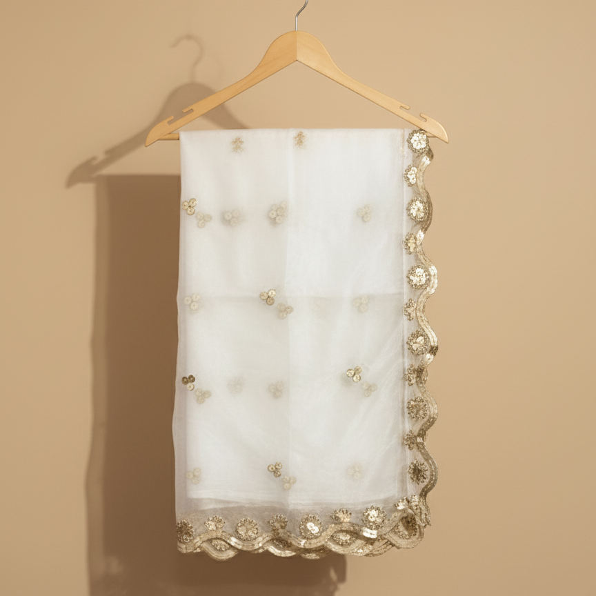 organza dupatta with sequins