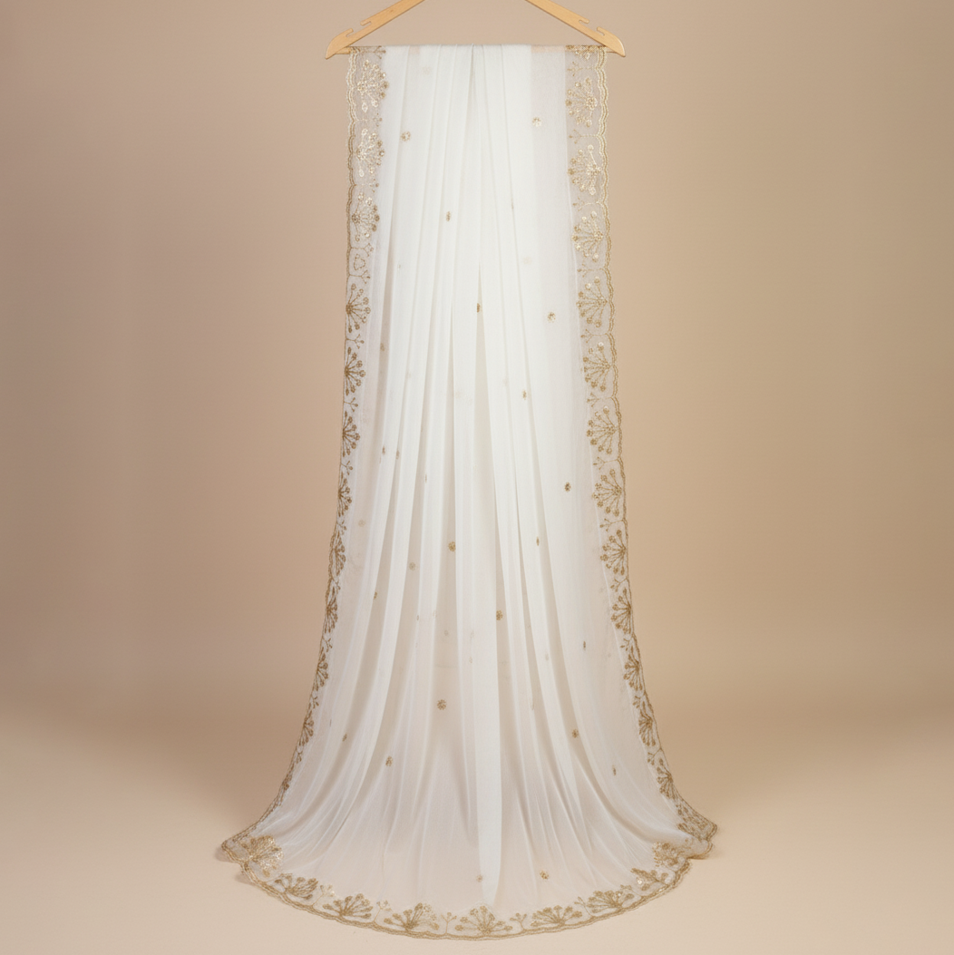 organza dupatta with sequins border