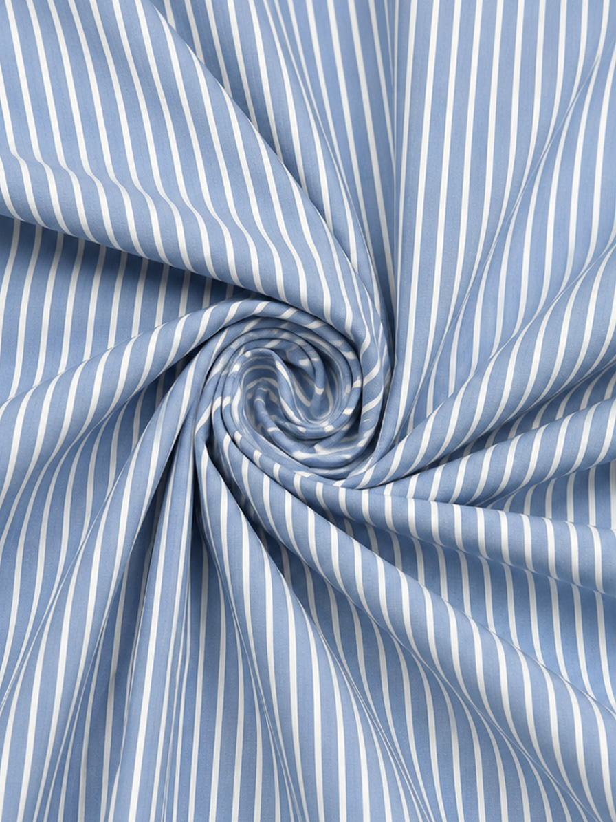Blue & White Stripes Cotton Fabric