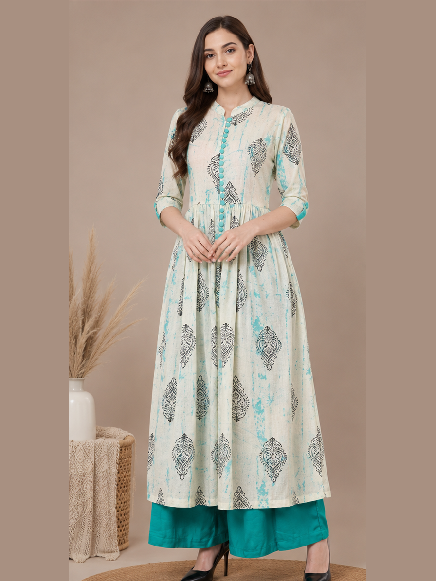 Off-White Block Print Kurti