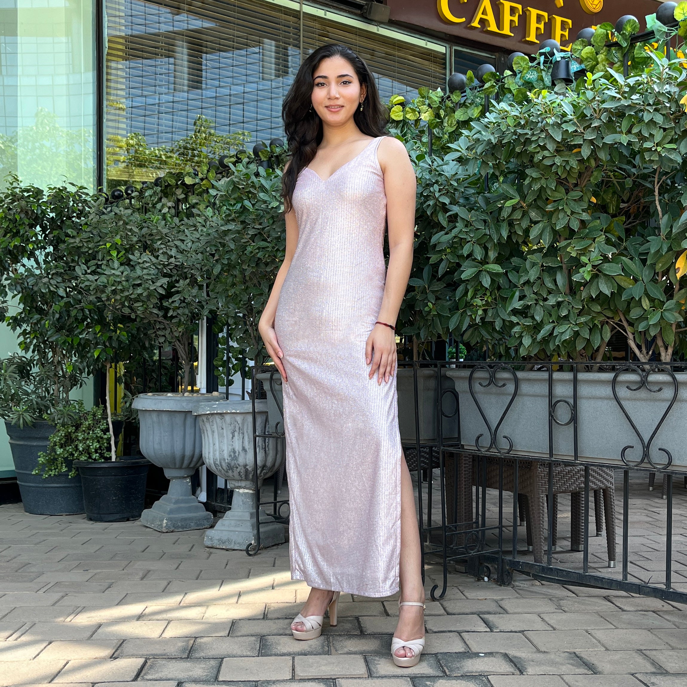 Pink Shimmer Bodycon Dress