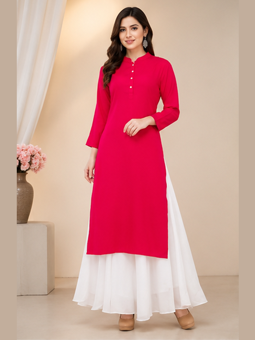 Hot Pink Straight Kurti