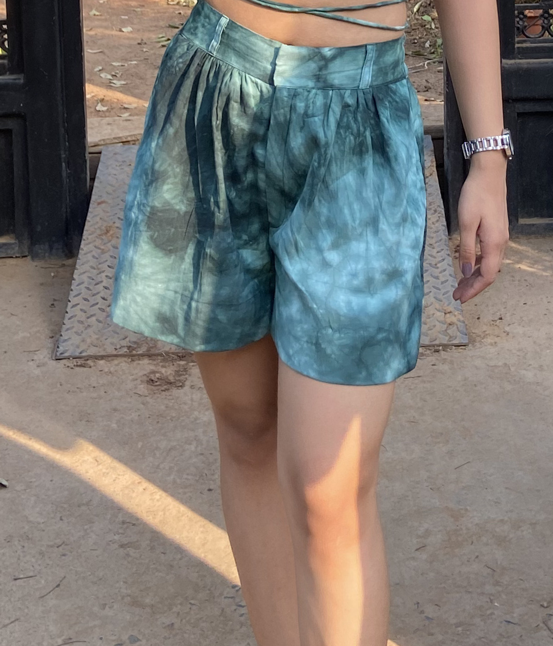 Green Tie- Dye Shorts