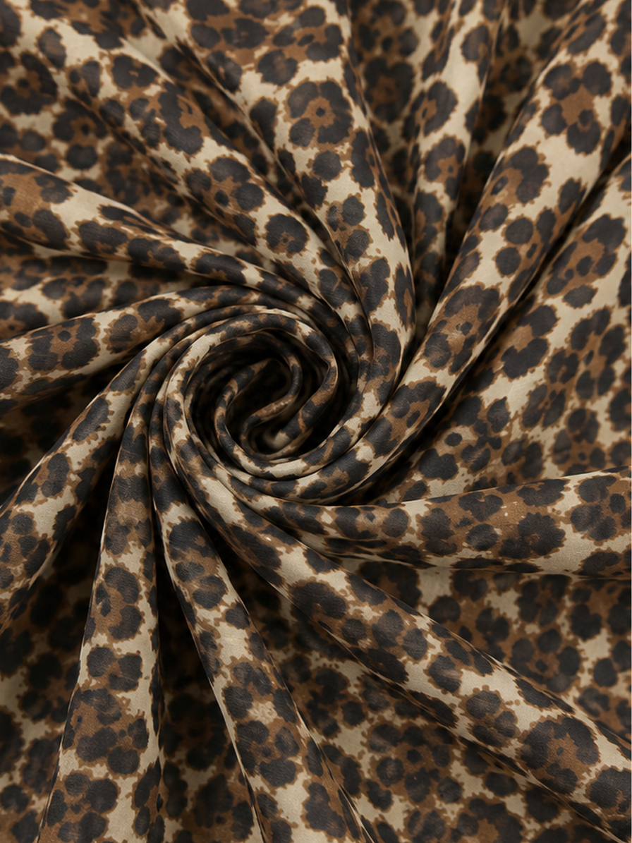 Brown Animal Print Georgette Fabric