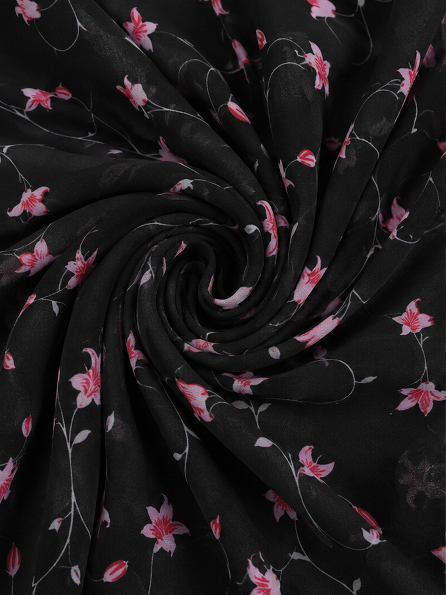 Black Floral Georgette Fabric
