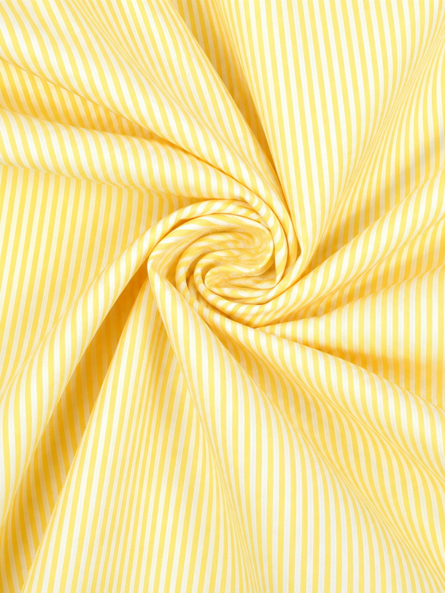 Yellow & White Stripes Cotton Fabric