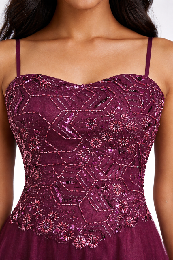 Wine Floral Corset Dress