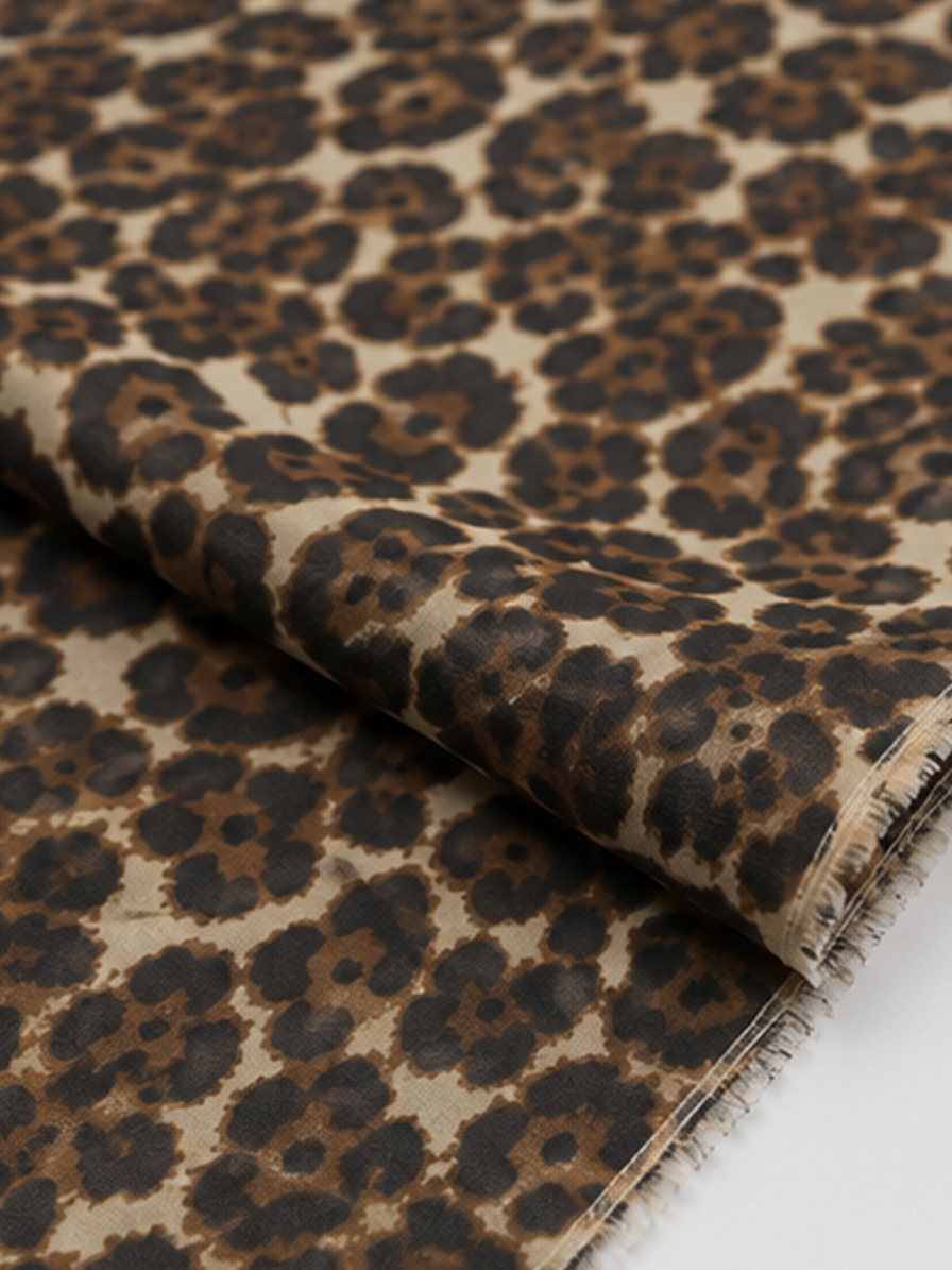Brown Animal Print Georgette Fabric
