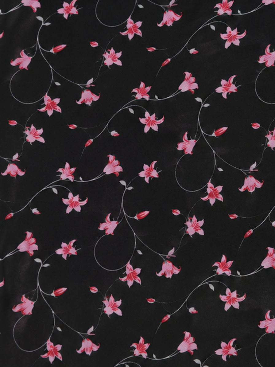 Black Floral Georgette Fabric