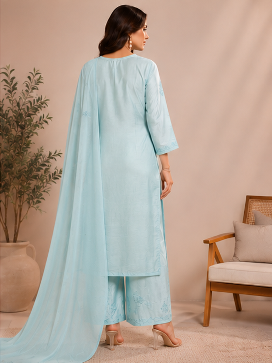 Blue Chikankari Suit Set