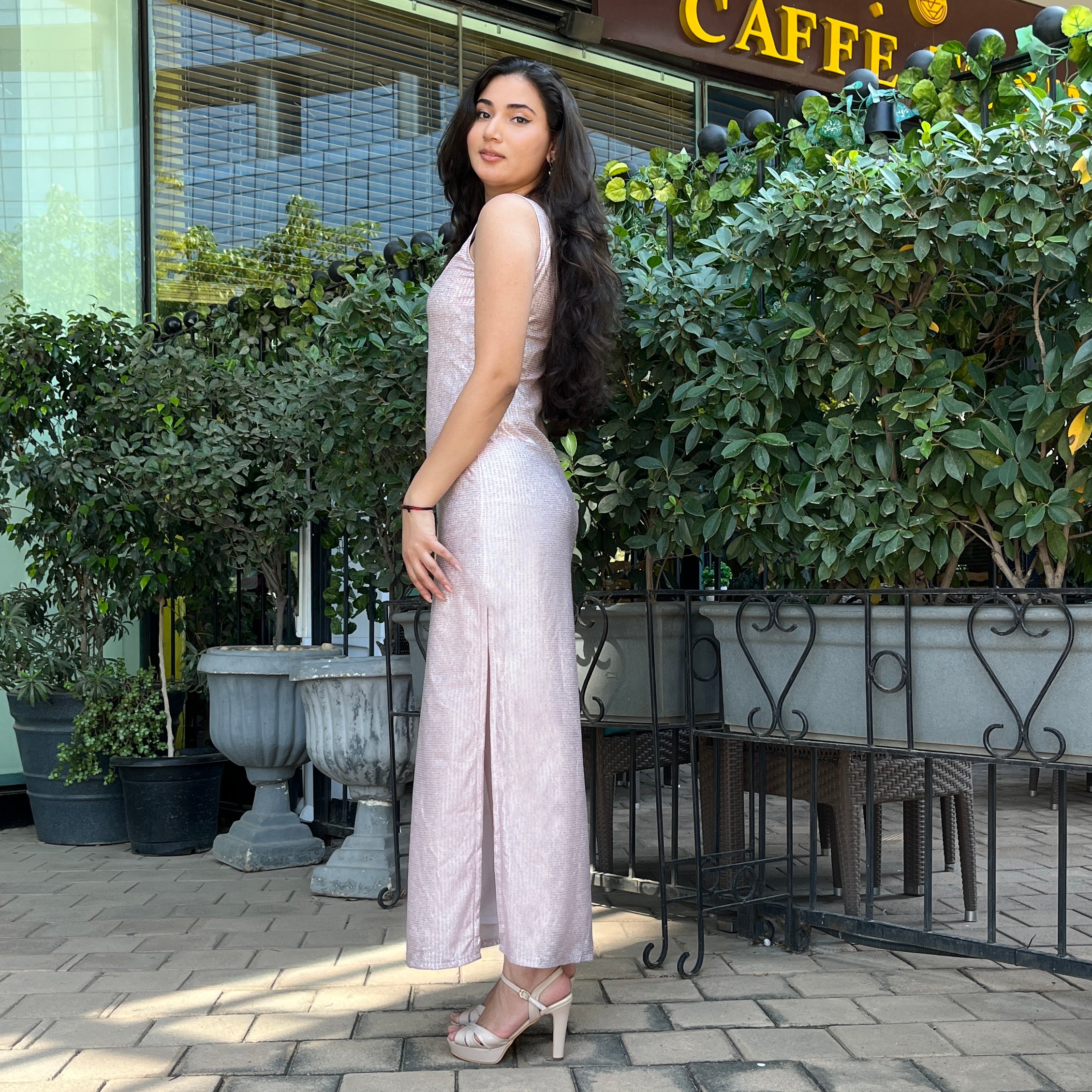 Pink Shimmer Bodycon Dress