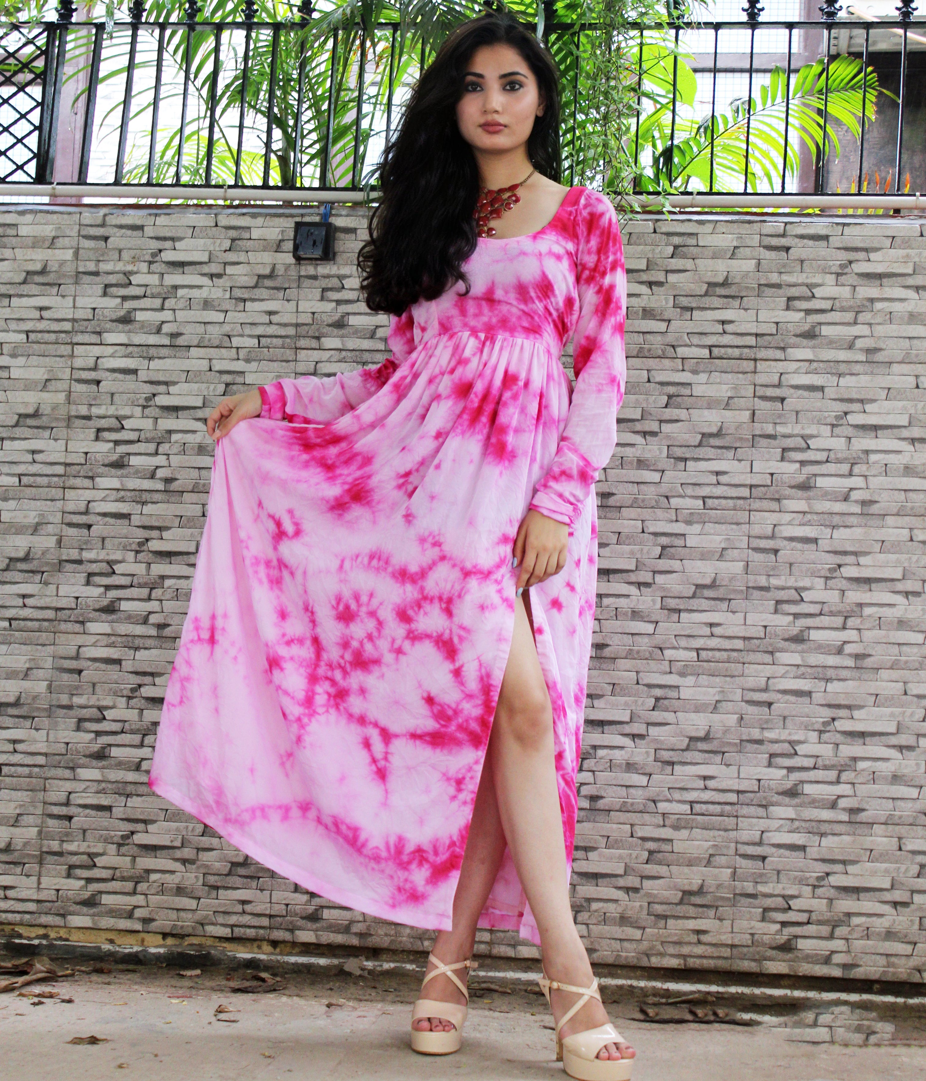 Pink Tie-Dye Maxi Dress | Mezenor Pink Tie-Dye Maxi Dress | Mezenor