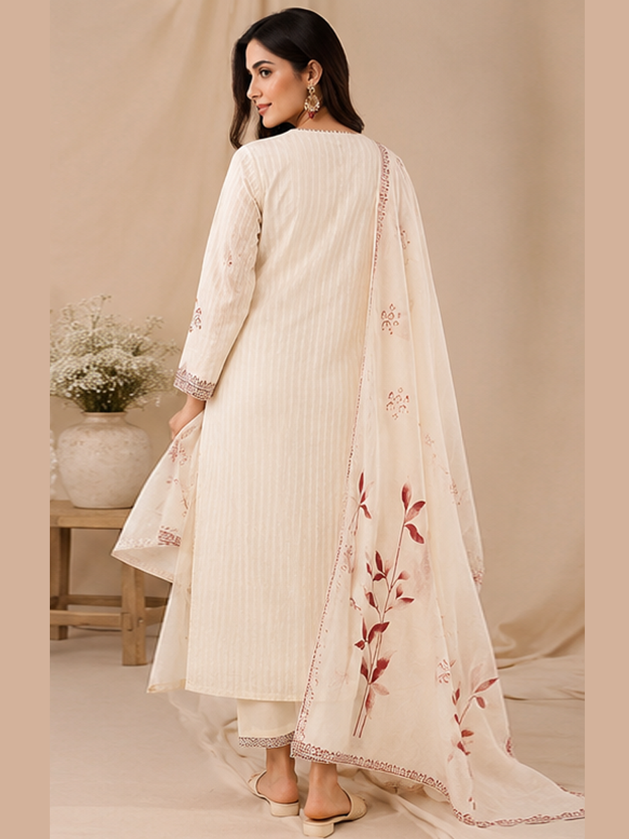 Maroon Block Print Cotton Suit Set