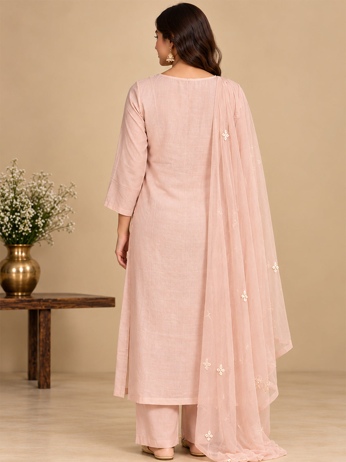 Light Pink Chanderi Suit Set