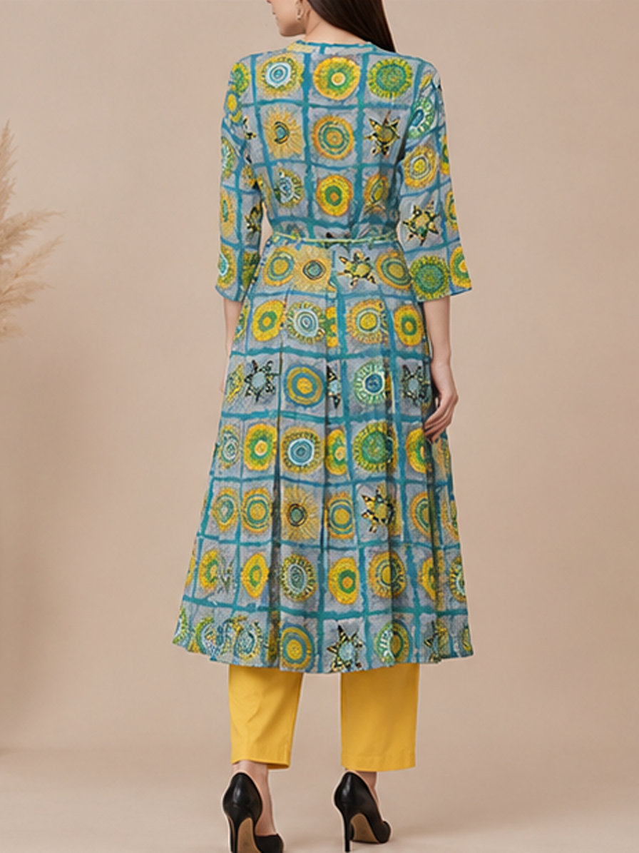 Box Pleated Printed Kurti
