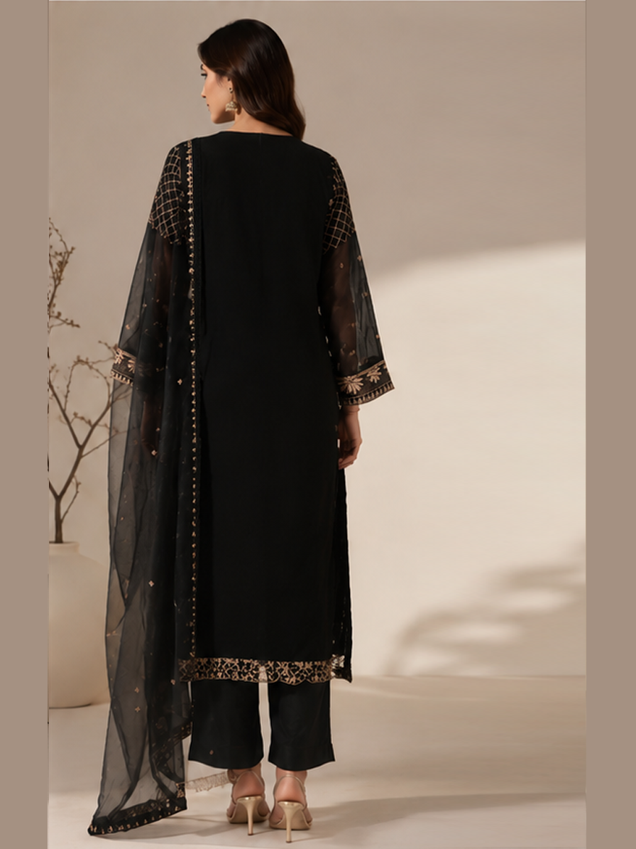 Black Floral Suit Set