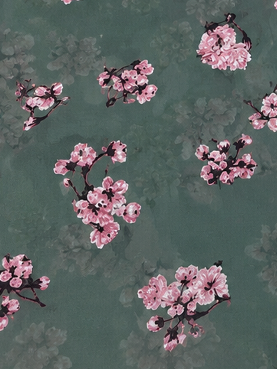 Green & Pink Floral Georgette Fabric