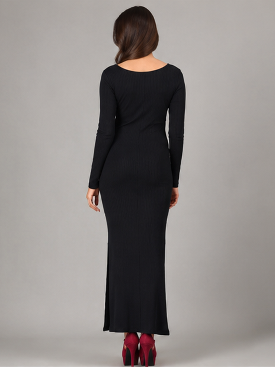 Black Bodycon Rib Dress