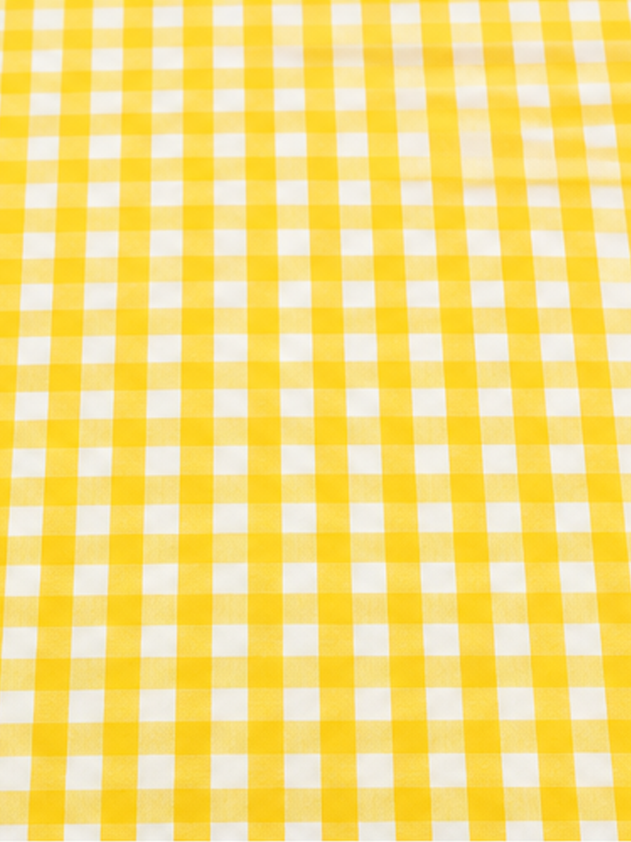 Yellow & White Gingham Checks Cotton Fabric