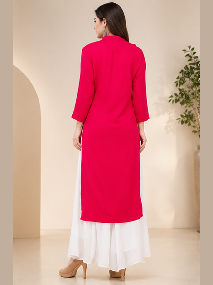 Hot Pink Straight Kurti