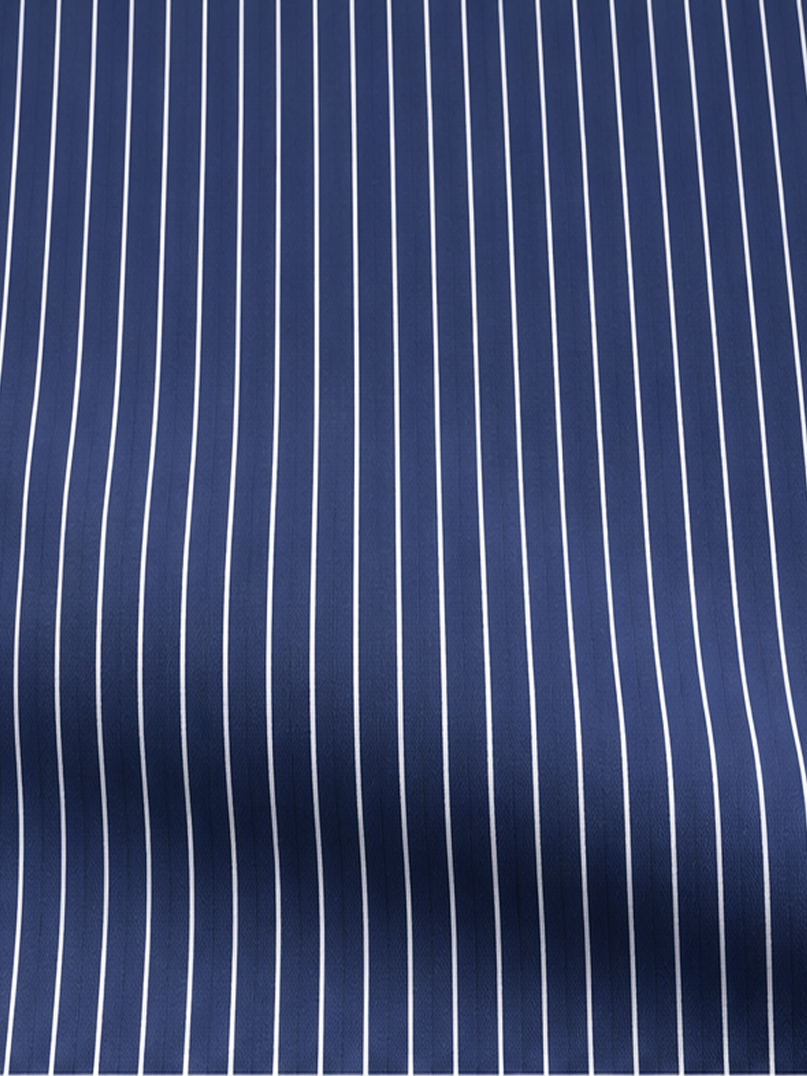 Navy Blue & White Stripes Cotton Fabric