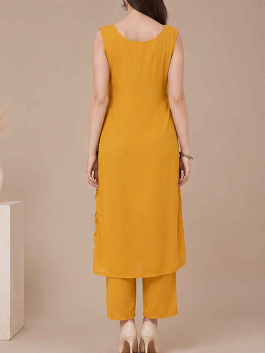 Mustard Straight Kurti with Trouser