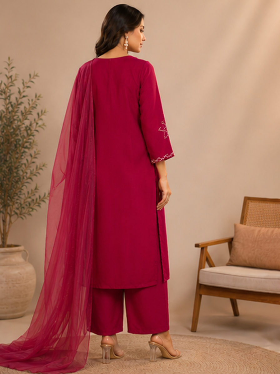 Hot Pink Floral Suit Set