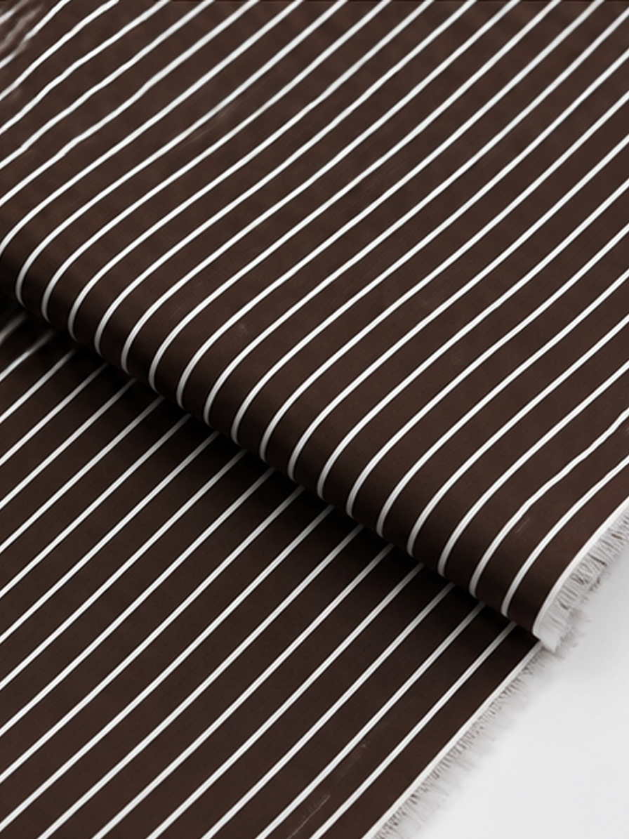 Brown & White Stripes Cotton Fabric
