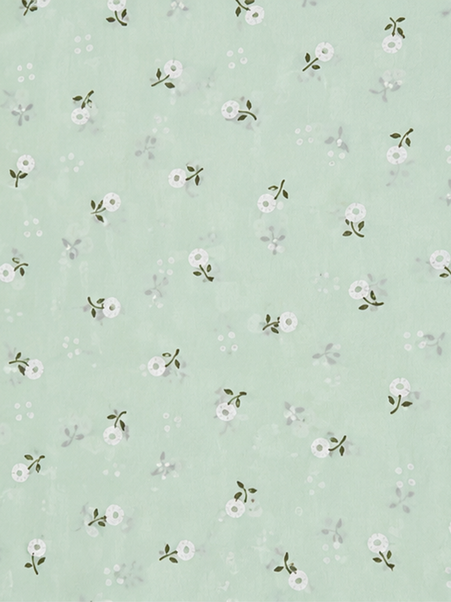 Mint Green Floral Georgette Fabric