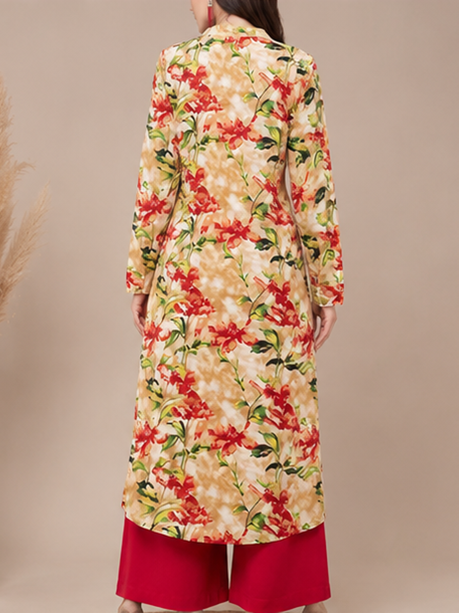 Floral Print Straight Kurti