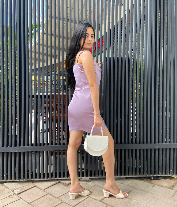 Lilac Satin Corset Dress