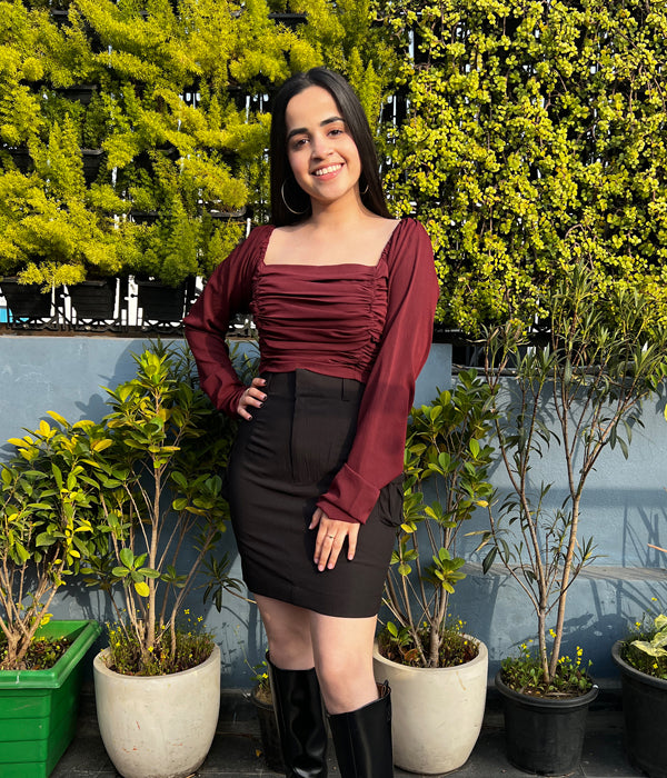 Maroon Ruching Top