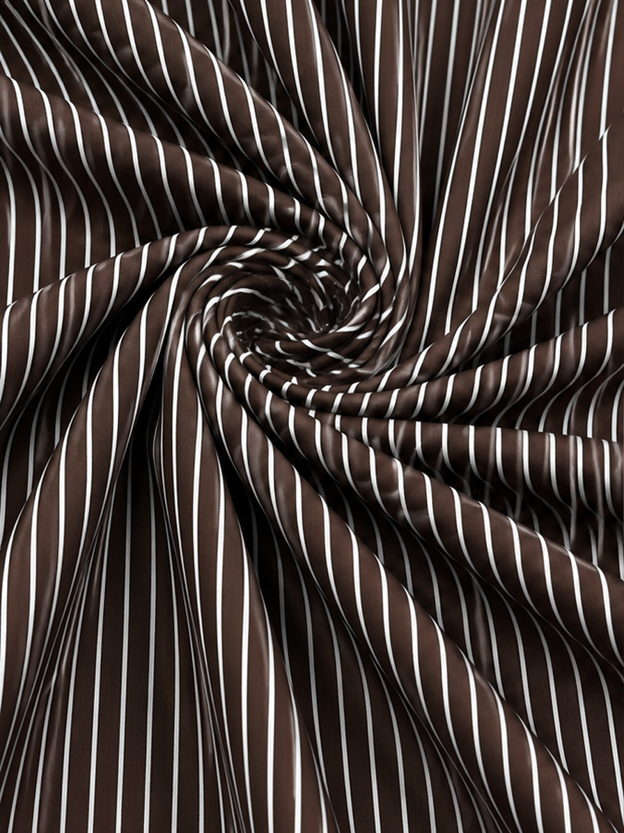 Brown & White Stripes Cotton Fabric