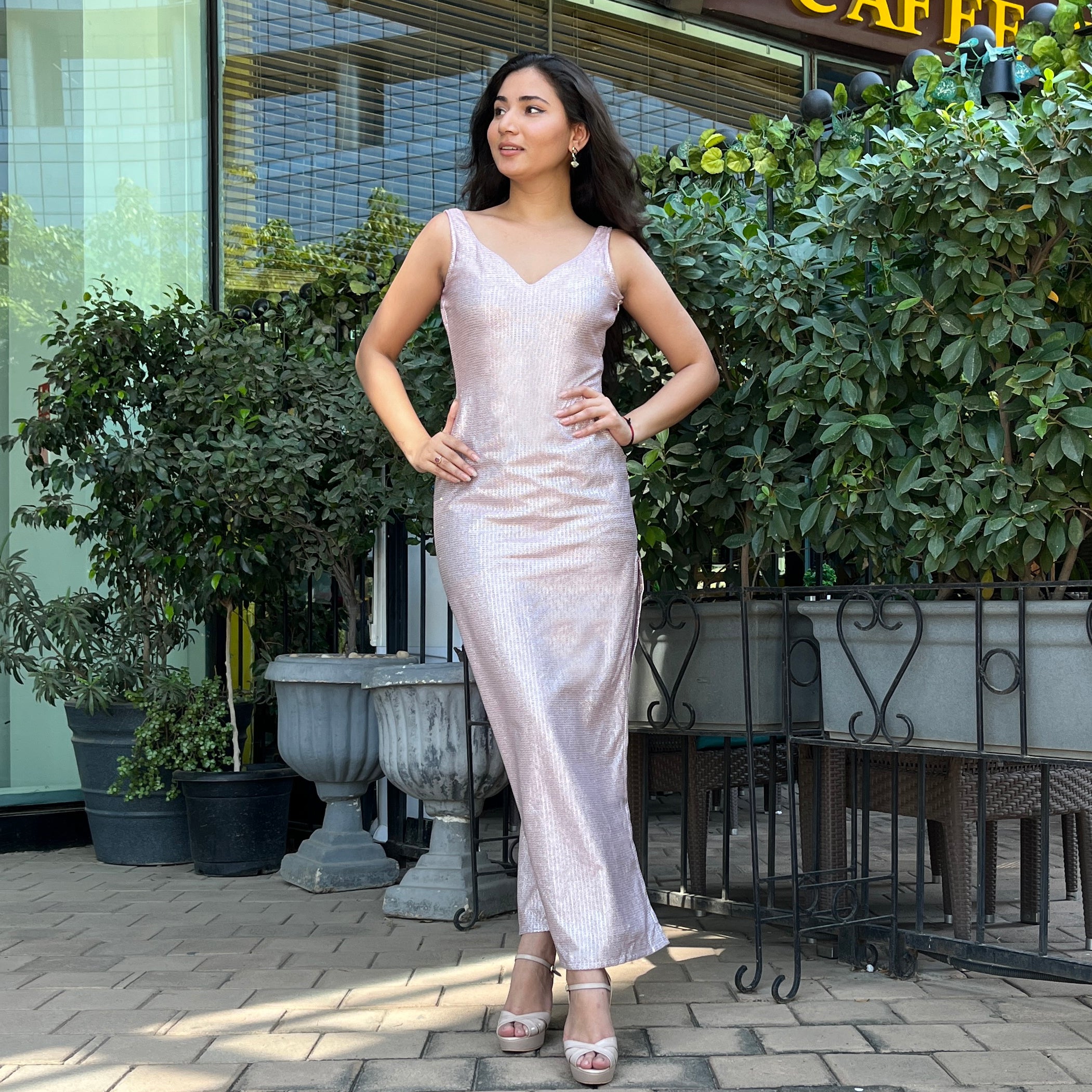 Pink Shimmer Bodycon Dress