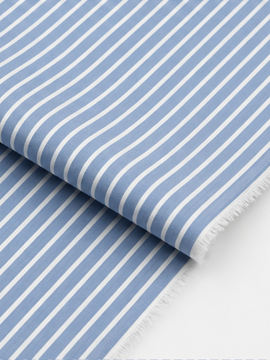 Blue & White Stripes Cotton Fabric