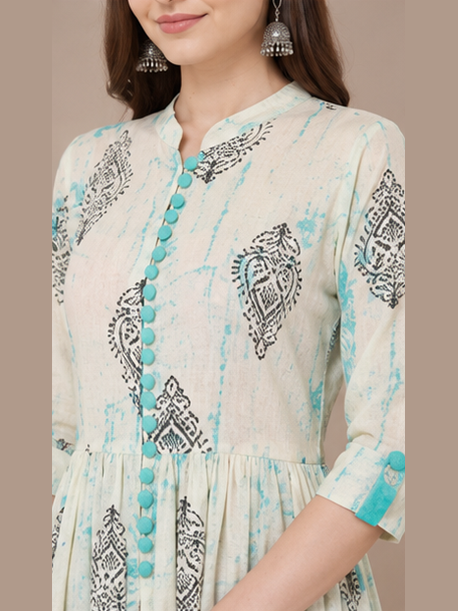 Off-White Block Print Kurti