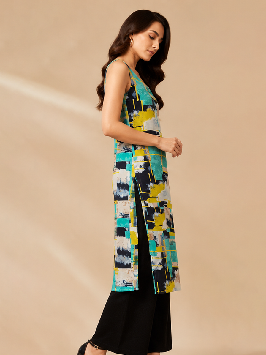 Abstract Print Multicolor Kurti