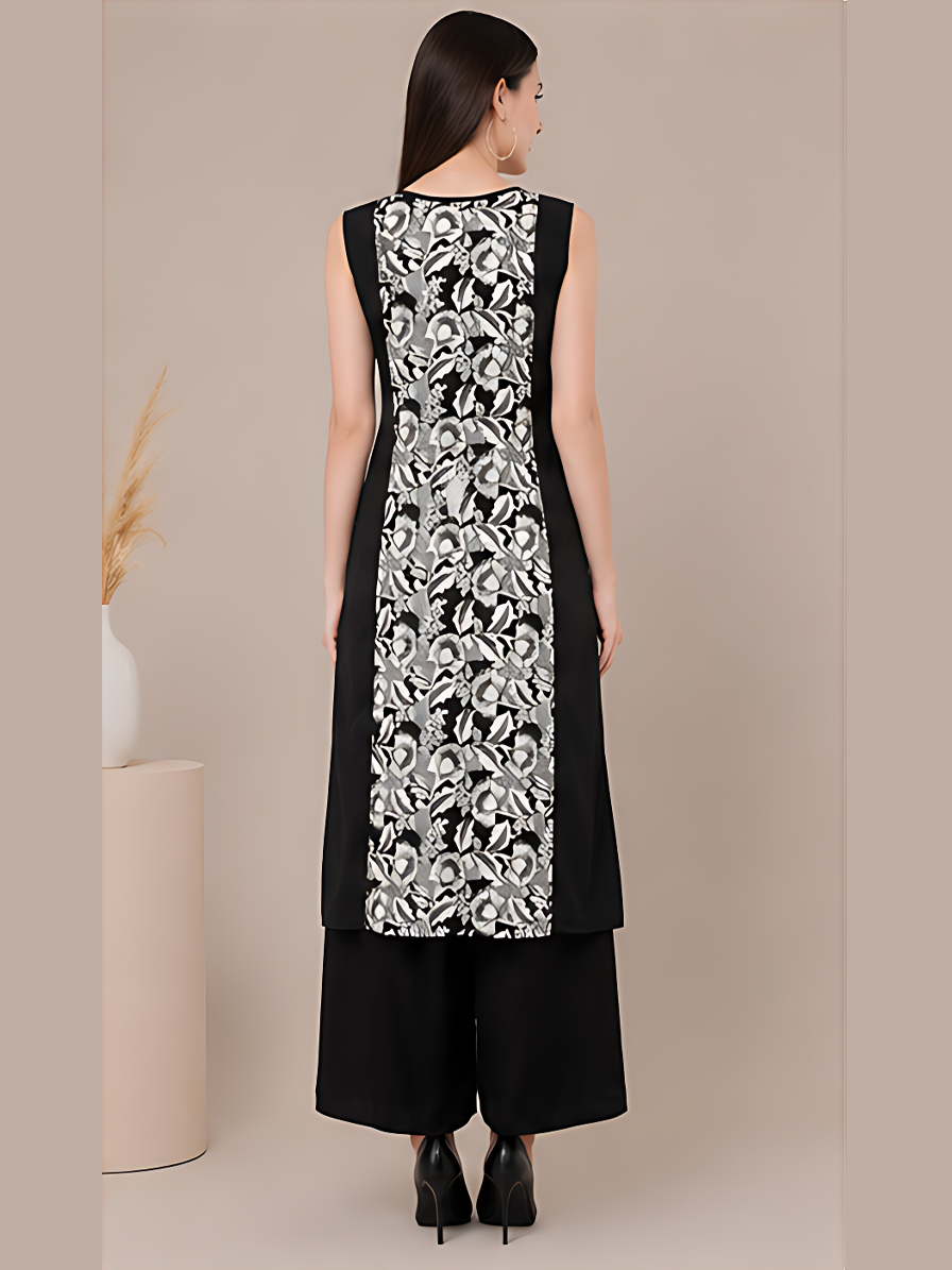 Floral Print Crepe Kurti